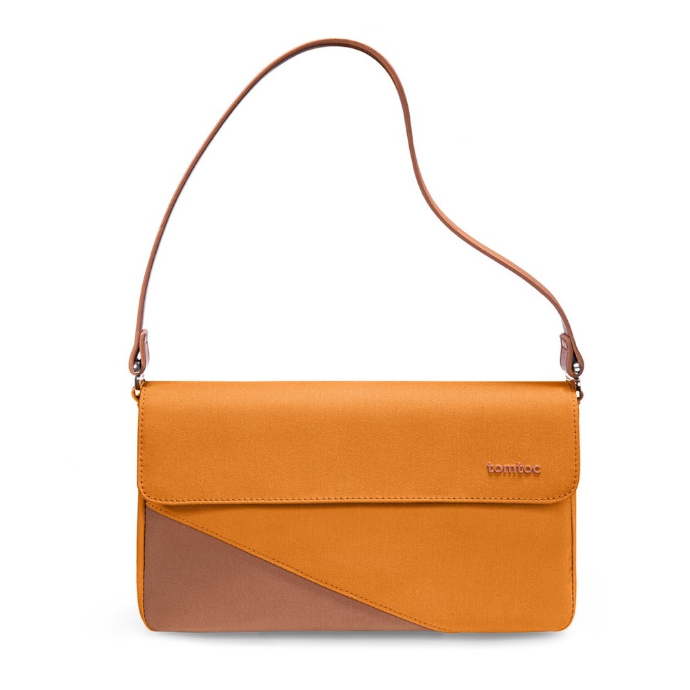NWT Tomtoc Switch Daily Bag in Orange Canvas and Leather Travel Purse